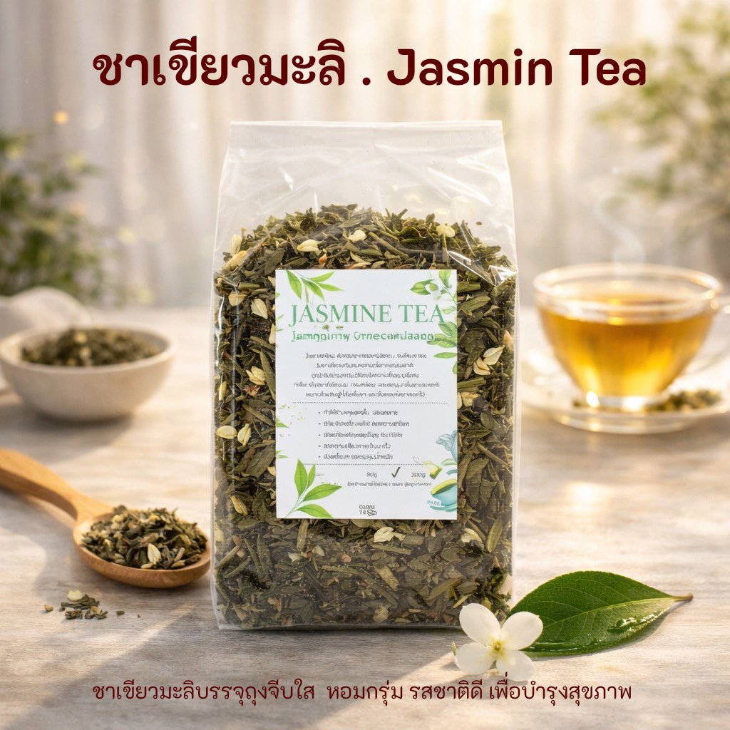 ชามะลิ Jasmine Tea ชาเขียว อบมะลิ