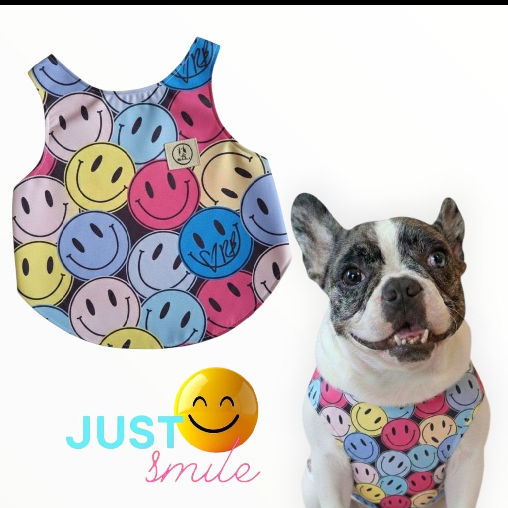 เสื้อกล้ามหมาแมวมียางยืดลำตัวลายSmile😊