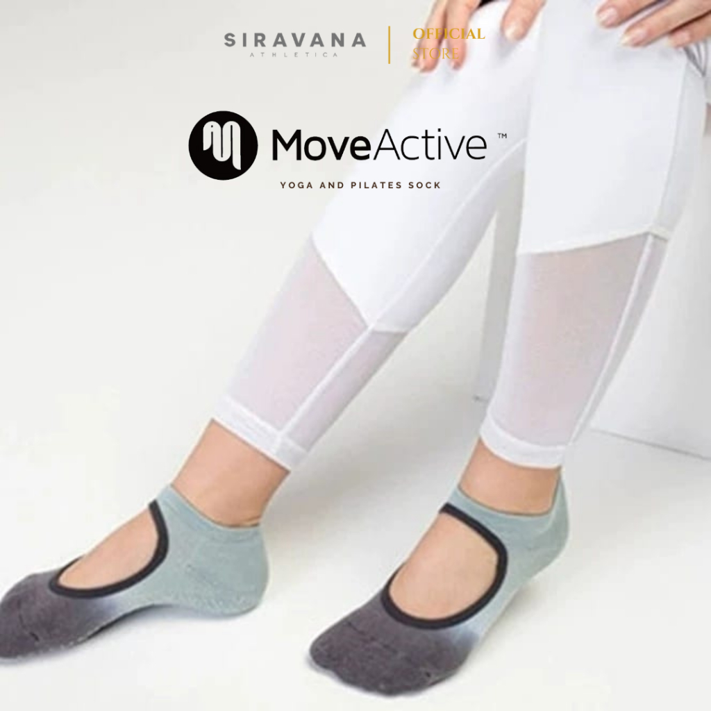Move Active Non-Slip Yoga Pilates Socks ถุงเท้าโยคะ พลาทิส มีแถบซิลิโคนยึดเกาะ
