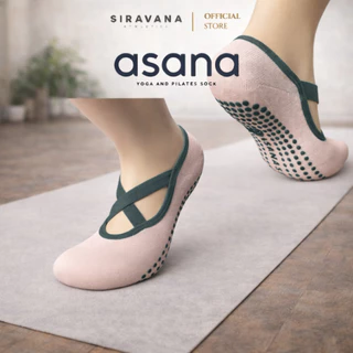 Asana Non-Slip Yoga Socks ถุงเท้าโยคะ พิลาทิส มีแถบซิลิโคนยึดเกาะ 36-40