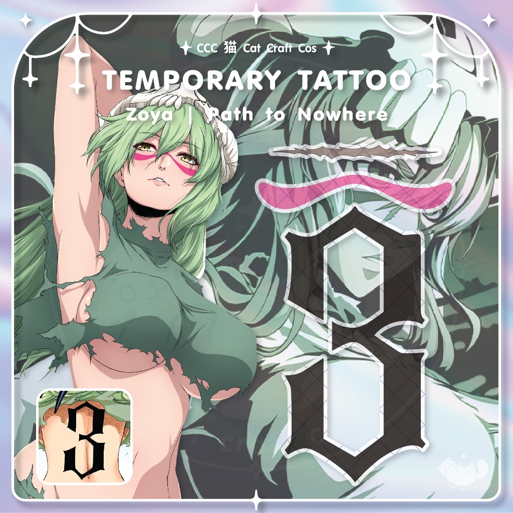 Nelliel (เนล) - Bleach | Temporary Tattoo |  แทททูชั่วคราวลอกลายน้ำ | CCC猫
