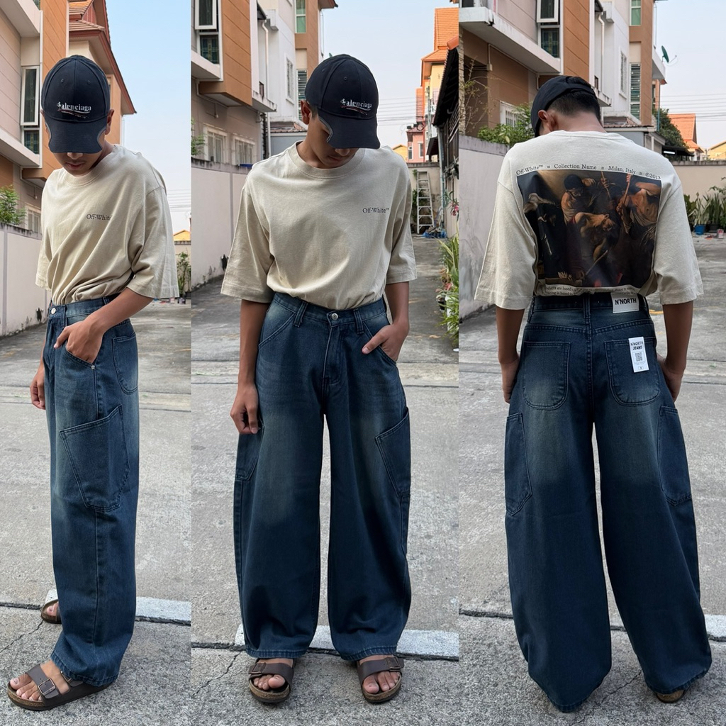 กางเกงยีนส์บาเรลผู้ชาย cargo jeans  baggy jeans