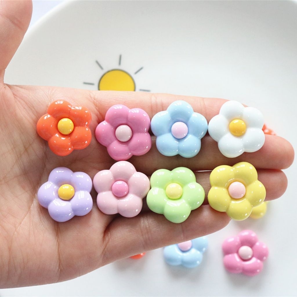 ❮10ชิ้นคละสี❯ สีสันสดใสดอกไม้ขนาดเล็กห้ากลีบดอกไม้ชิ้นงานDIY ตกแต่งกิ๊บติดผม ตกแต่งเคสโทรศัพท์