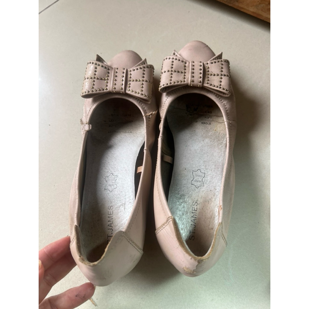 รองเท้าคัทชูแบรนด์ ST.JAMES เบอร์ 7 มือสอง ใส่เอง สีชมพูอ่อน