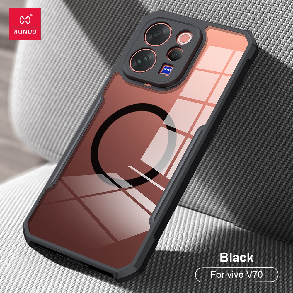 Xundd Case ใช้สำหรับ vivo v70 เคสโทรศัพท์กันกระแทกแม่เหล็ก วัสดุ TPU+ฝาหลังอะคริลิคใส