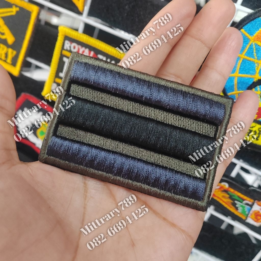 อาร์ม​ธงชาติยุทธวิธี​ สีเขียวเทาดำ แบบปักนูน3มิติ  ขนาด5*7.5cm.