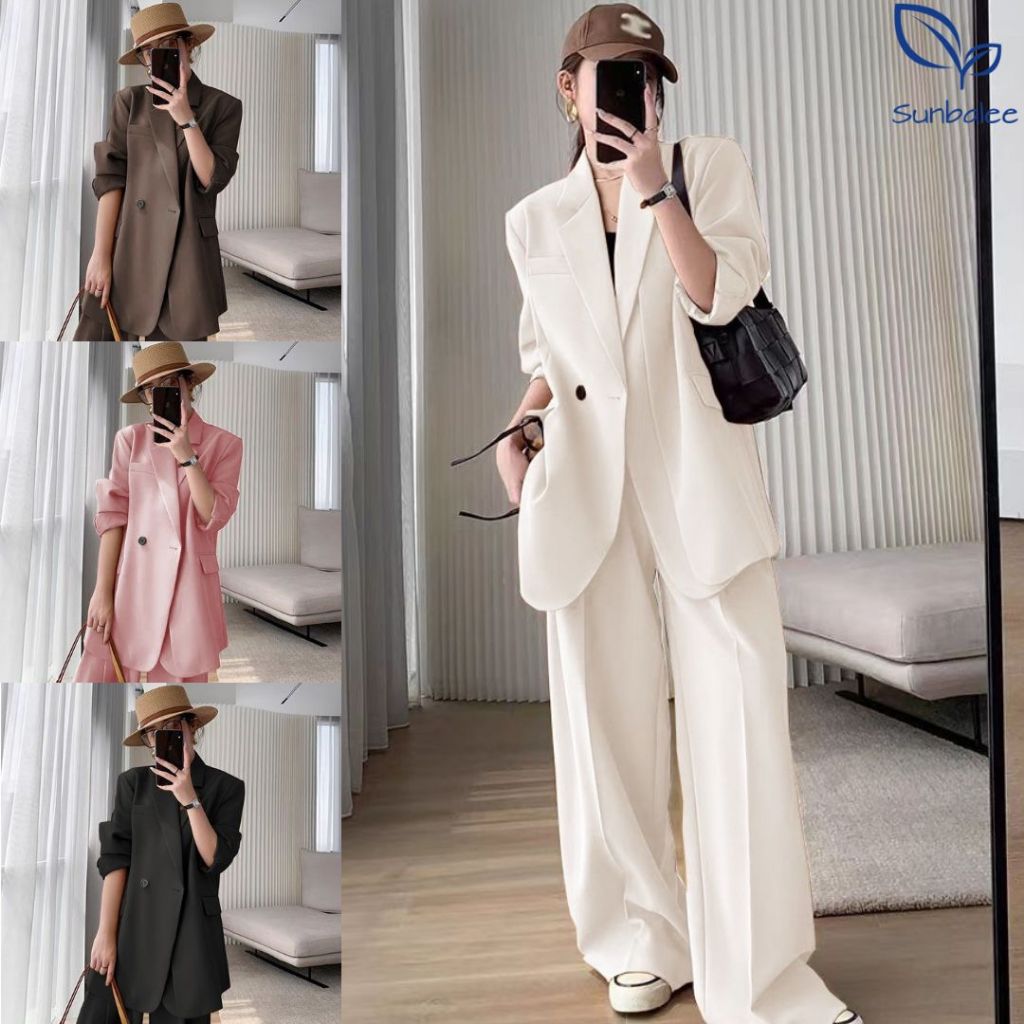SUNABLEE SUIT เซ็ตสูทผู้หญิง (เสื้อ+กางเกง) ชุดสูทเบลเซอร์ ใส่ทำงาน สูทเบลเซอร์ผู้หญิง สไตล์ oversize SUIT-21