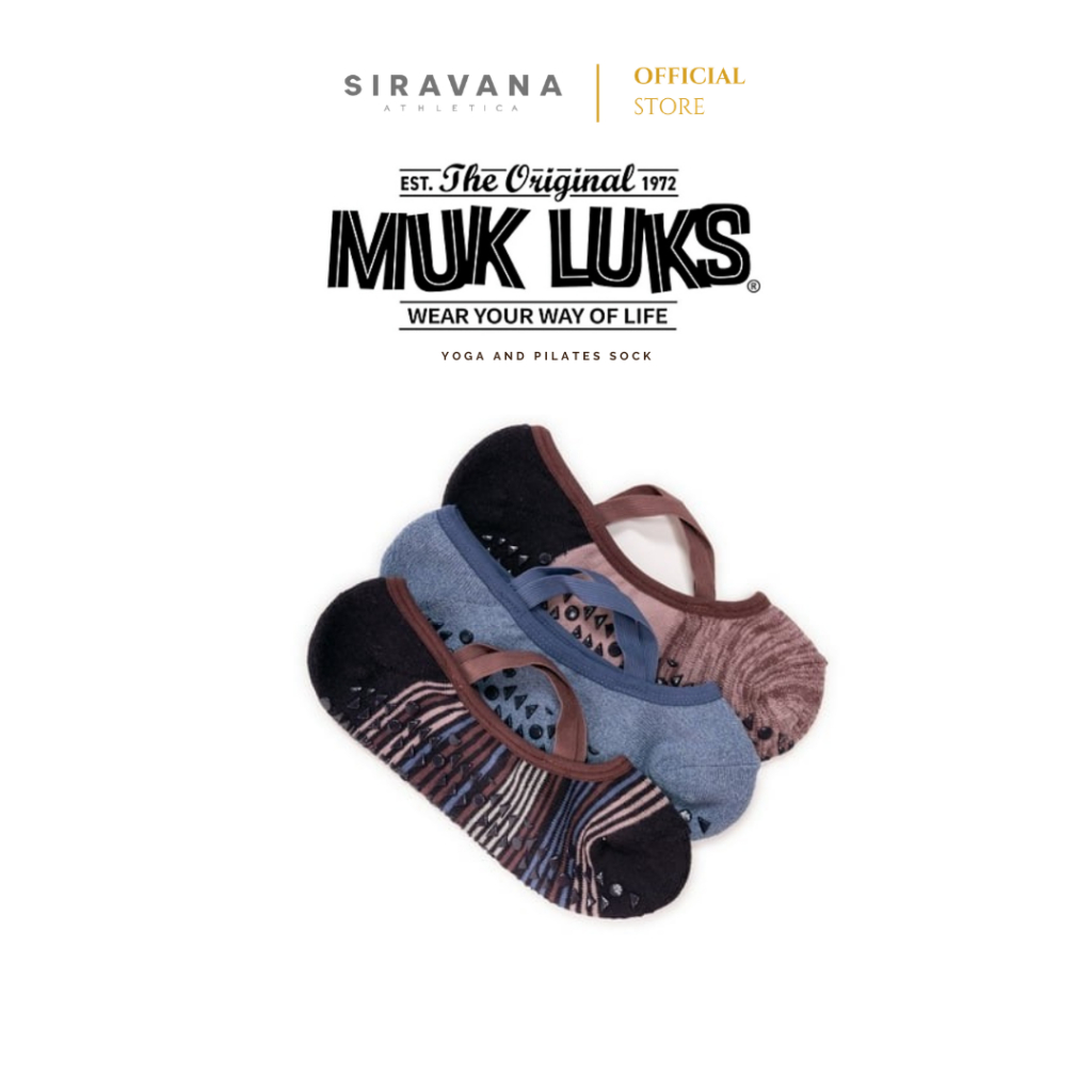 MUK LUKS Ballerina Studio Socks Low Cut Non-Slip ถุงเท้าโยคะ พิลาทิส สตูดิโอทรงบัลเล่ต์ 36-42