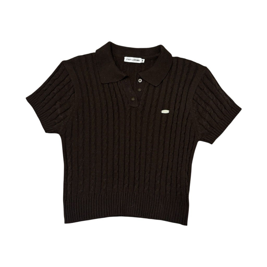 ส่งต่อมือ2 เสื้อไหมพรม สีน้ำตาลเข้ม แบรนด์Anona story