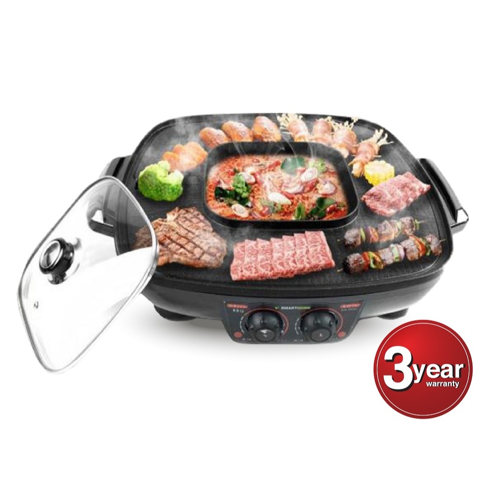 SMATRHOME เตาปิ้งย่างอเนกประสงค์พร้อมหม้อสุกี้ รุ่น SM-EG1802