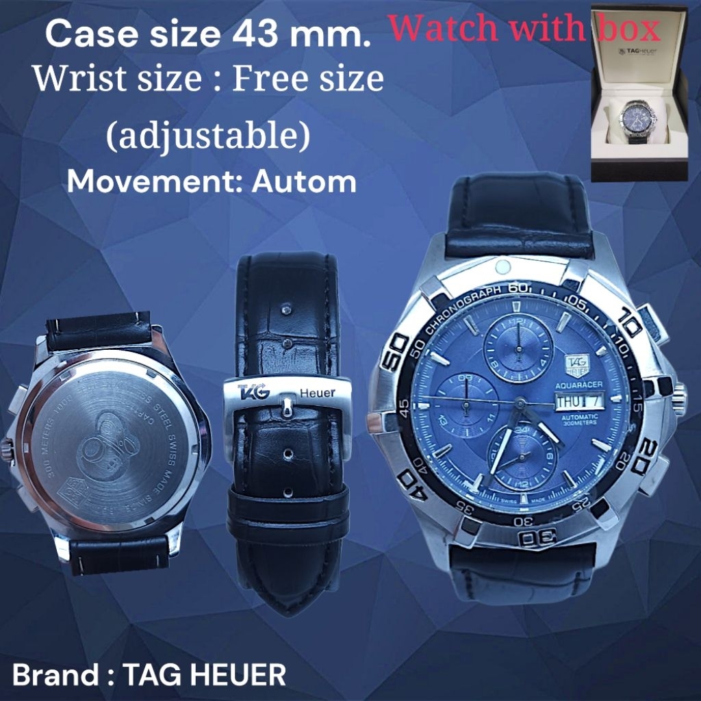 TAG Heuer Aquaracer 300M WAY201N.FT6177 สินค้าหมวด Chronograph Watch ขนาด 43 มม. สายยางสีน้ำเงิน
