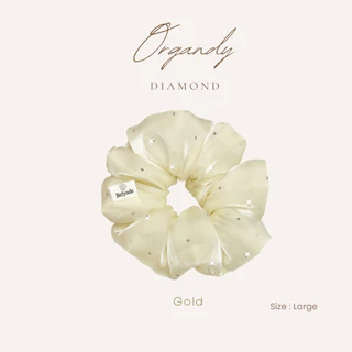 Belynda ♥ Scrunchies ♥ Organdy Diamond 2 ยางรัดผม โดนัท ผ้าออแกนดี้ ประดับเพชรแฟชั่น หรูหรา วิ๊บๆวับๆ