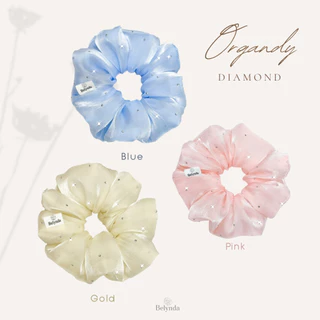 Belynda ♥ Scrunchies ♥ Organdy Diamond 2 ยางรัดผม โดนัท ผ้าออแกนดี้ ประดับเพชรแฟชั่น หรูหรา วิ๊บๆวับๆ