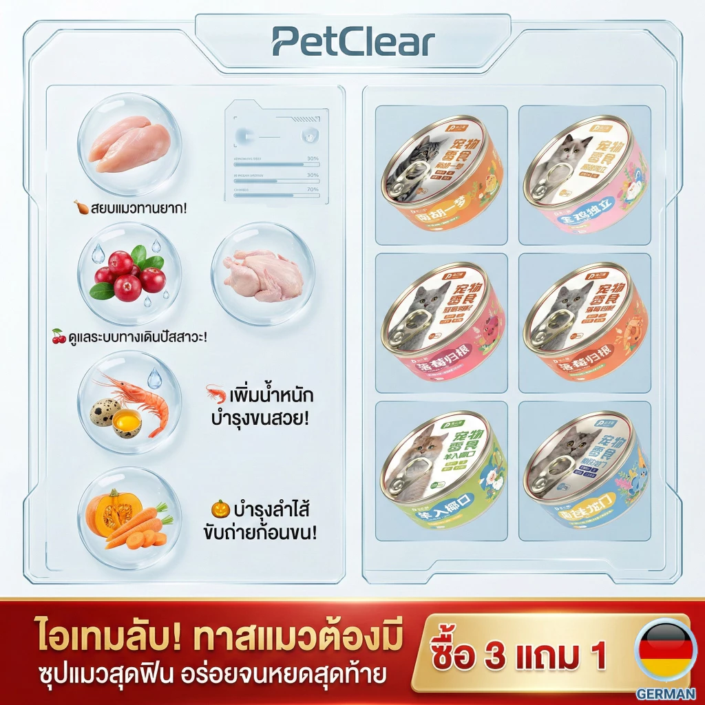 PetClear อาหารเปียกแมว ซุปไก่/ทูน่าเพื่อสุขภาพ บำรุงขน ลดขนร่วง ดูแลทางเดินปัสสาวะ 85g