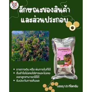 ปุ๋ยเร่งดอกลำไยให้ออกผล ใช้ราดทางดินและพ่นทางใบ เพื่อเร่งลำไยให้ออกลูก บรรจุ 1.0 กิโลกรัม