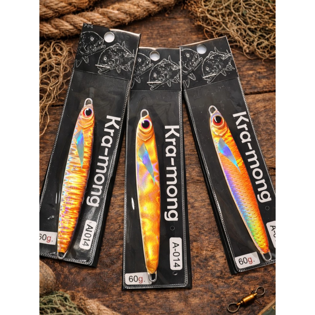 A-014 เหยื่อจิ๊กสีส้ม Orange Hologram Jig 25g-60g งานทะเล