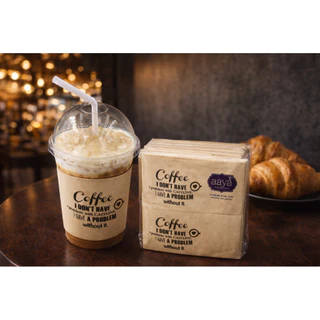 กระดาษพันแก้ว 16 ออนซ์ 22 ออนซ์ กระดาษสีน้ำตาลขนาด33x33cm. ลายลาย Coffee I DON'T HAVE/ Code : A025