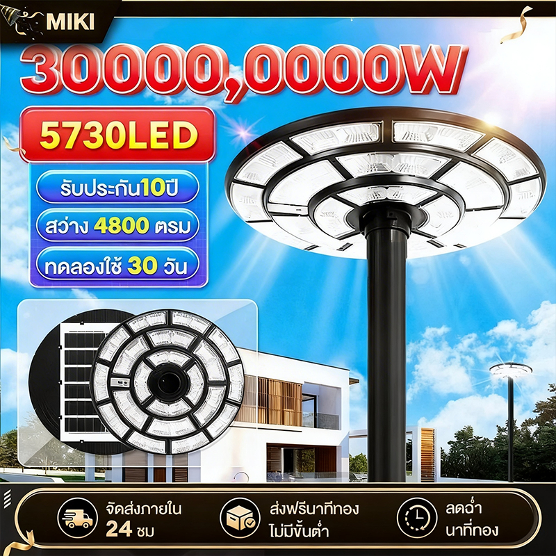 💕ซื้อ1แถม1💕ไฟโซล่าเซลล์ UFO ไฟถนนยูเอฟโอ ไฟทรงกลม LED Solar Light พลังงานแสงอาทิตย์ นอกบ้านไฟสนาม IP69 กันน้ำป้องกัน