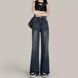 #629 (XS-6XL) jinjeans กางเกงยีนส์ขาม้าผ้าไม่ยืด ไซส์ใหญ่เอวสูง