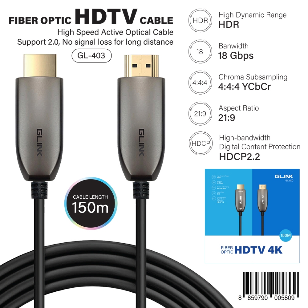 GLINK GL403-150 สายไฟเบอร์ออฟติก HDMI Cable 4K 150M