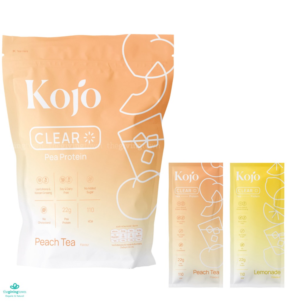 Kojo Clear Protein โปรตีนแบบใส เบา ทานง่าย ไม่เลี่ยน ให้โปรตีน 22 กรัม โปรตีนจากพืชโคโจ Plant-based