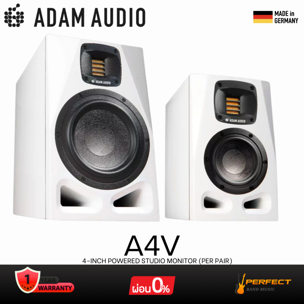 ลำโพงมอนิเตอร์  ADAM Audio A4V 4-inch Powered Studio Monitor - White (Per Pair) * กรุณาสอบถามก่อนสั่