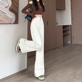 S~5XL jeans Straight-leg pants White Denim กางเกงยีนส์ขาตรงสีขาวสุดเทรนด์ กางเกงเอวสูง ทรงหลวม ลำลอง และอเนกประสงค์ HOT