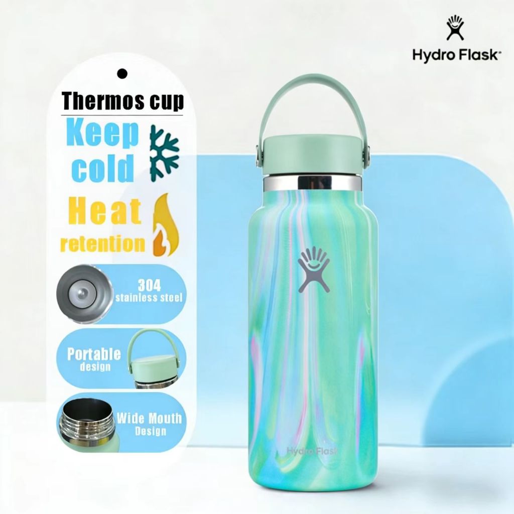 Hydro Flask - 20OZ32OZ40OZ สูญญากาศ แก้วเก็บความเย็น เก็บความเย็น เก็บอุณหภูมิ สแตนเลส304 มีด้ามจับ