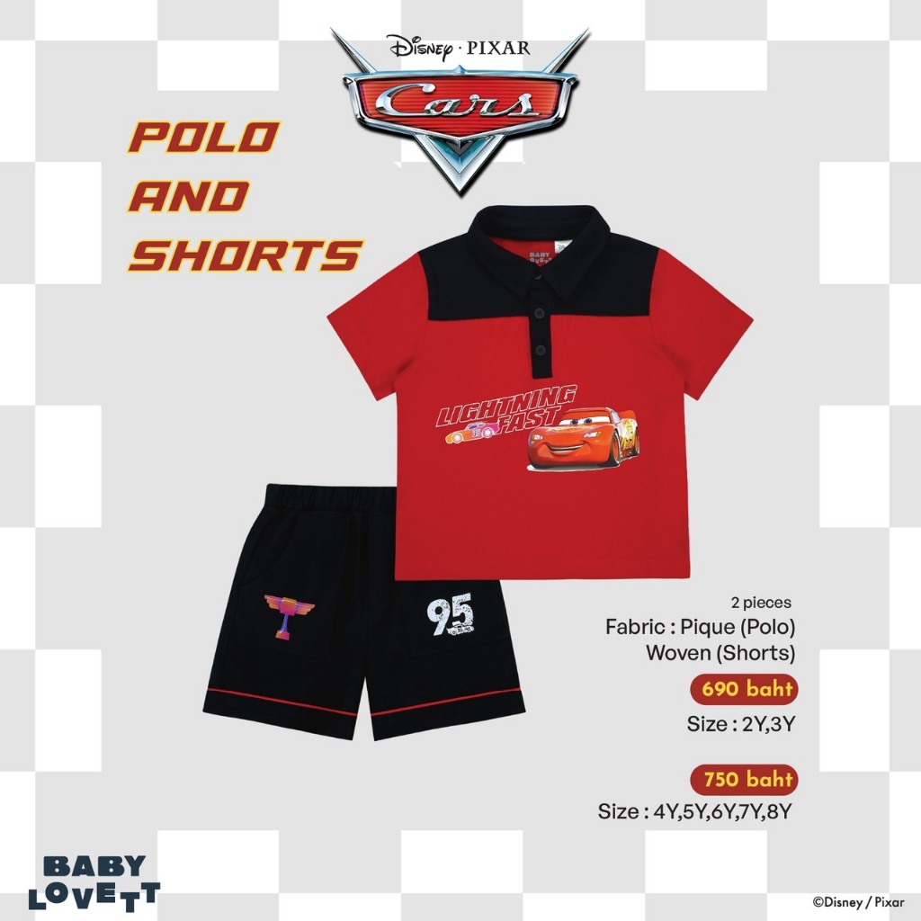 [Babylovett] 03 Lightning Mcqueen – Polo and Shorts
