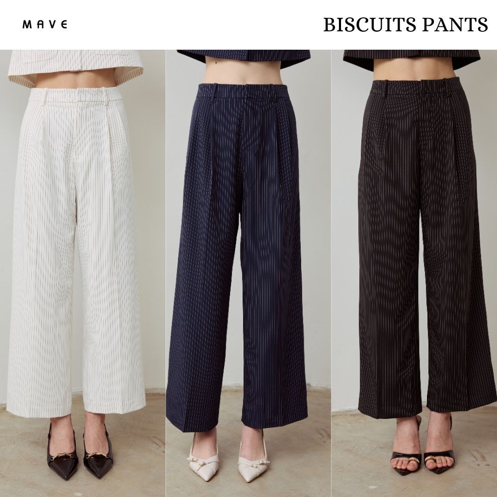 MAVE กางเกงรุ่น Biscuits pants สี WHITE STRIPE,NAVY STRIPE,BLACK STRIPE