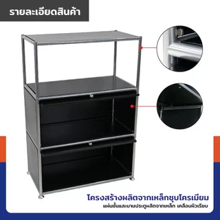 ตู้เก็บของเหล็ก อเนกประสงค์ 4 ชั้น 36x68x100 ซม. พร้อมบานปิด ชั้นวางของสำหรับบ้าน คอนโด