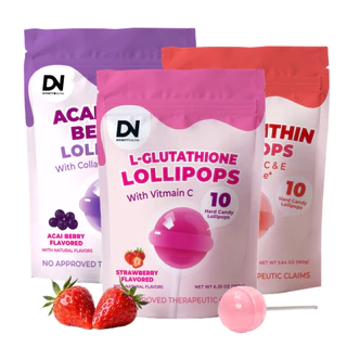 DN L-Glutathione Acai Berry Lollipops with Vitamin C Dietary Supplement Strawberry Raspberry Anti-age Glow Skin 10PCS