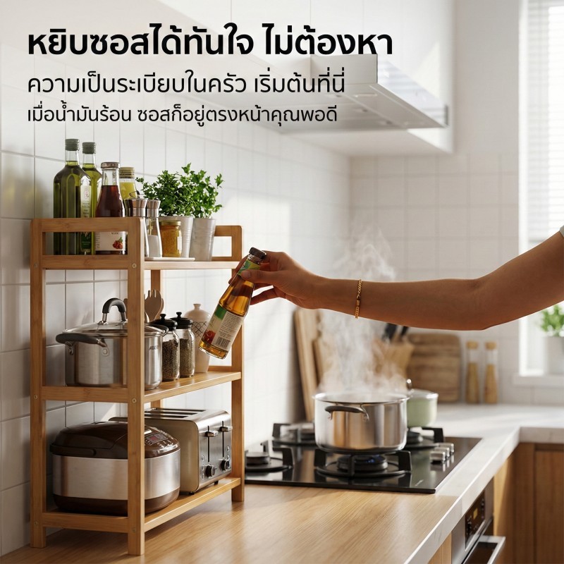 ชั้นวางของในครัว ชั้นวางของอเนกประสงค์ อุปกรณ์จัดเก็บของ มั่นคงและทนทาน ดีต่อสุขภาพและปราศจากสารฟอร์มาลดีไฮด์ รูปที่ 8