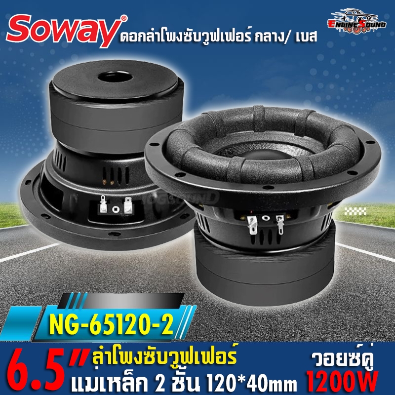 NG-65120-2 ลำโพงซับวูฟเฟอร์ 6.5 นิ้ว 1200W กันน้ำ เบสแน่น โครงเหล็ก แม่เหล็ก 2 ชั้น เสียงพุ่งแรง สำหรับรถยนต์/บ้าน DIY