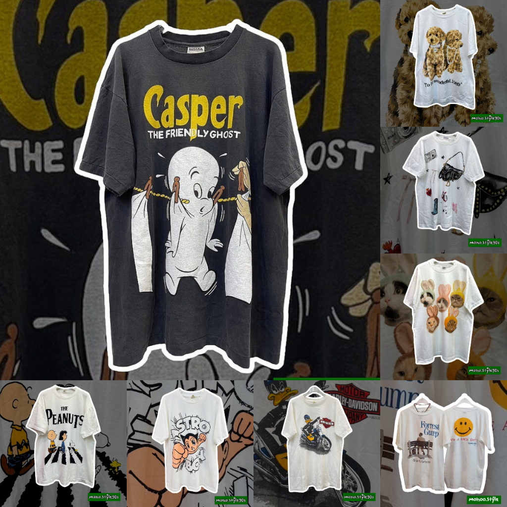 REOY_STUDIO♥Casper เสื้อยืด cotton100% Oversize แฟชั่นสไตล์เกาหลี T-Shirt โอเวอร์ไซส์ สกรีนลายสวยงาม พิมพ์ คอกลม ฤดูร้อน