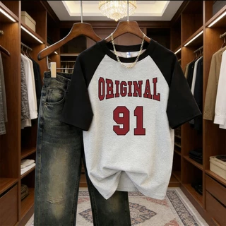 P-1419 เสื้อยืดแขนสั้น เสื้อทูโทนสุดเท่ ทรงปล่อยใส่ได้ทุกเพศ