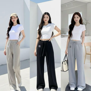 กางเกงขายาวไหมพรหมงานปัก