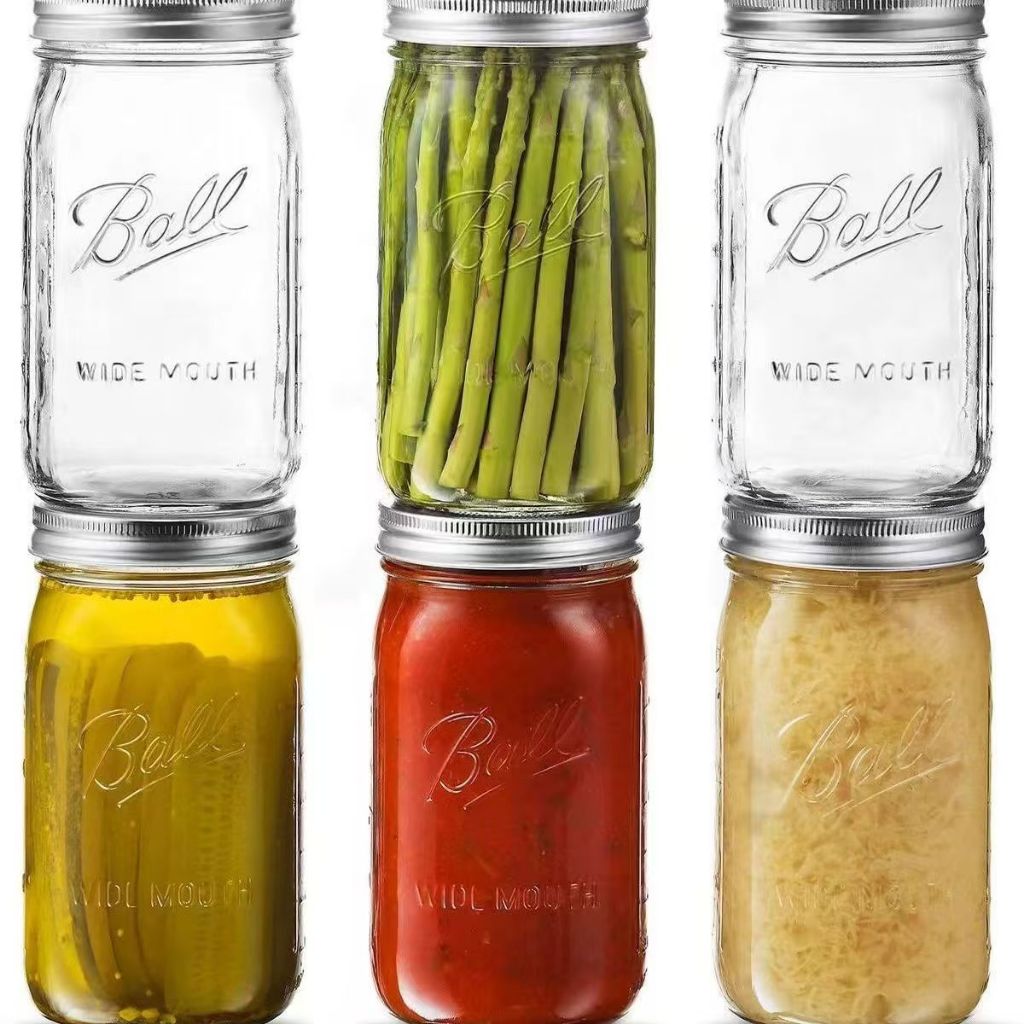 Ball Mason Jar Regular Mouth Pint Jar 16 oz ขวดโหลแก้วบอลล์ ปากแคบ พร้อมฝา 32 ออนซ์