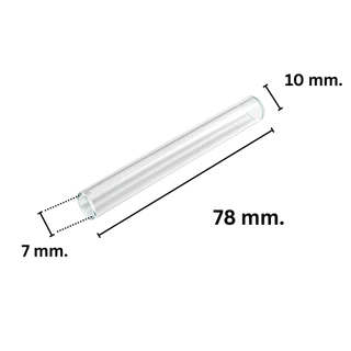 หลอดแก้วก้นทะลุขนาด 10x78 mm (ลบคมแล้ว) ผลิดจากแก้วโบโลซิลิเกตทนความร้อน