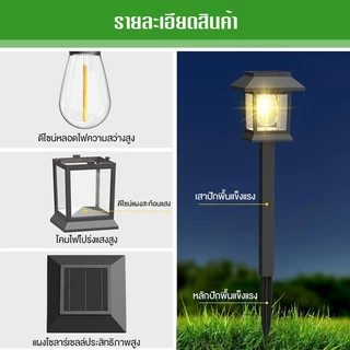 ไฟปักสนาม พลังงานแสงอาทิตย์ ทนทาน ไฟสวน กันน้ำกันฝุ่น หลอดไฟLED และ UVสูง จะเปิดอัตโนมัติตอนกลางคืน และจะปิดเมื่อตอนเช้า