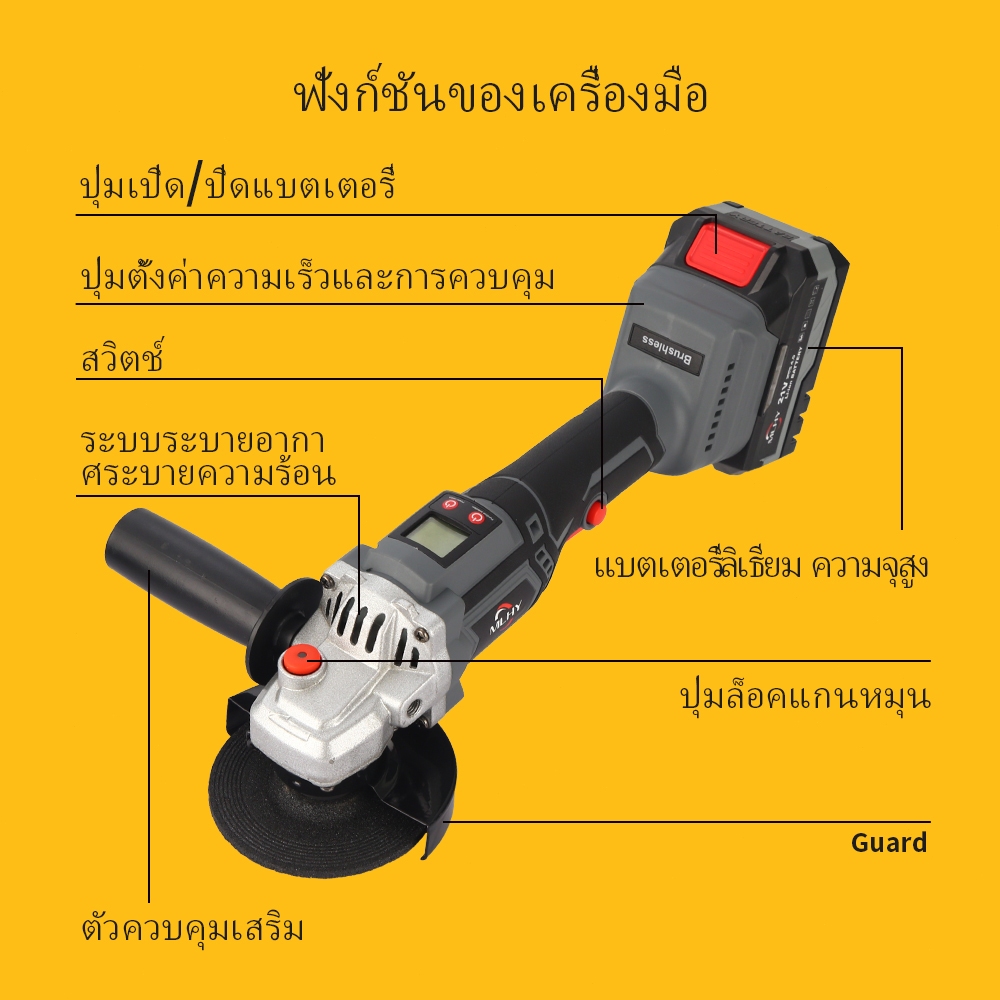 MLHY 21V เครื่องเจียร์ไร้สาย 4 นิ้ว มอเตอร์บลัสเลส เครื่องเจียร์แบตเตอรี่ ใช้ตัดขัดโลหะ-ไม้ ราคา ถูกที่สุด ดีลบีเคเค แกลเลอรีภาพที่ 4