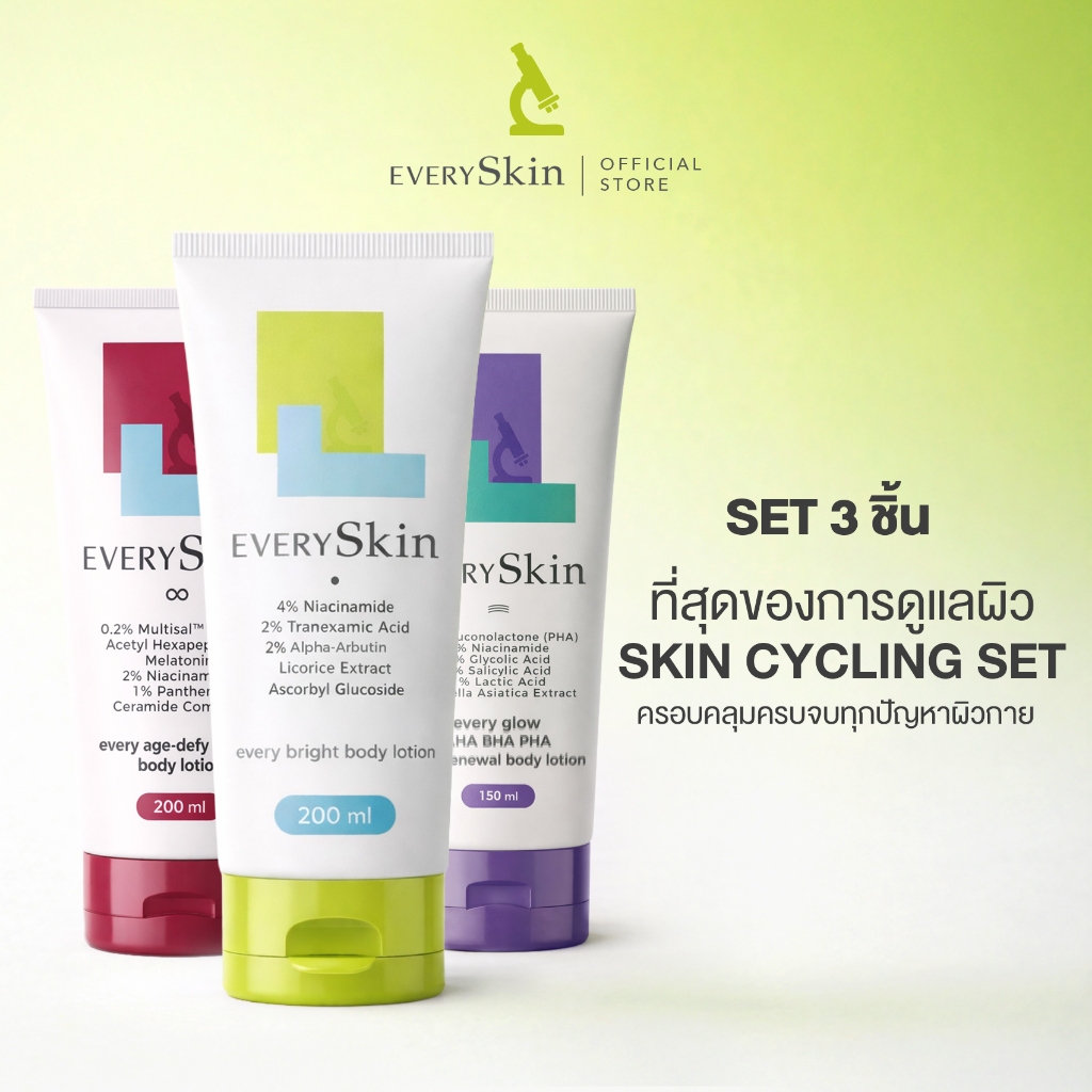 [เช็ทโลชั่น Skin Cycling] EverySkin Every Bright +  Every Glow AHA BHA PHA + Every Age-Defy Retinol 