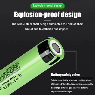 ถ่านชาร์จ ถ่าน aaa 18650 B (สีเขียวอ่อน) 3.7V กระแสแรง 34A ความจุแบต (จำนวน 1，2 ก้อน)