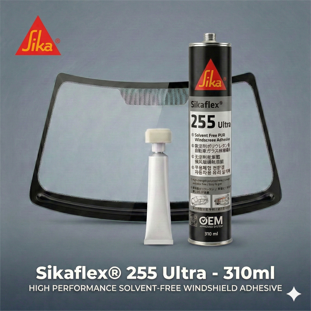 กาว Sika 255 หลอดแข็ง 310ML กาวโพลียูรีเทนติดตั้งกระจกรถ ขายพพร้อมไพรเมอร์
