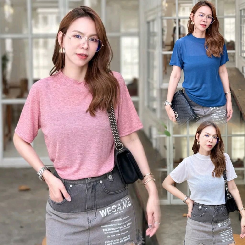 Deezyy ผ้าSnow บาง เบา เสื้อยืดแขนสั้นรุ่นคอปีน