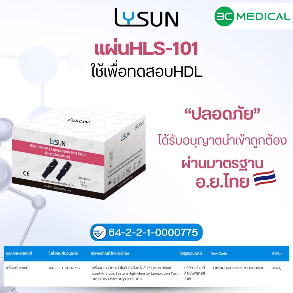 Lysun แผ่นตรวจวัดระดับเอชดีแอล (HDL) รุ่น HLS-101