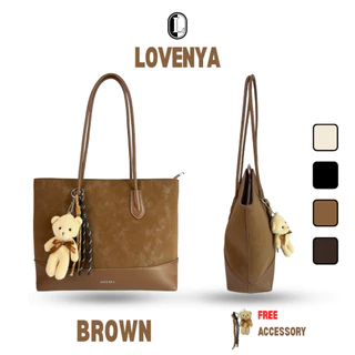LOVENYA รุ่น L008 lovenya V2 Teddy กระเป๋าสะพายไหล่ขนาดใหญ่ ทรงโท้ท หนังพียูทั้งใบ อะไหล่สีเงิน