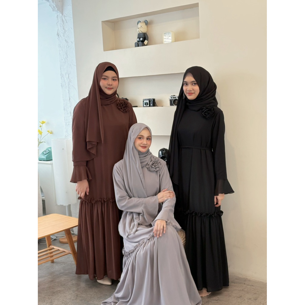 Aurora Dress [BC] เดรส+ผ้าพัน และเข็มกลัดดอกไม้