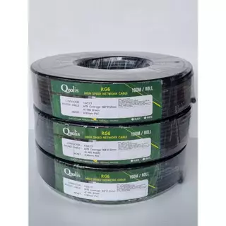สายนำสัญญาณ Qoolis RG-6 ซิลด์ 60% 100 เมตร (สีดำ)