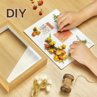 COD กล่องใส่ดอกไม้ กรอบรูป DIY กรอบรูปไม้ กลวง สามมิติติดผนัง โต๊ะกรอบรูปดอกไม้สำหรับเก็บดอกไม้